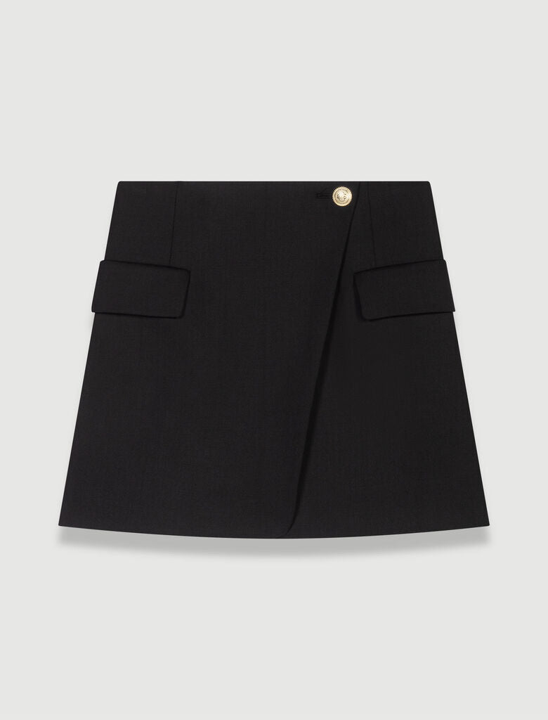 Black-Asymmetric wrap skirt