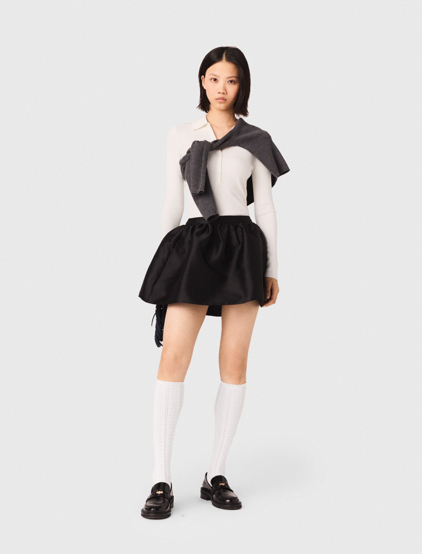 Short Taffeta Bubble Skirt Black