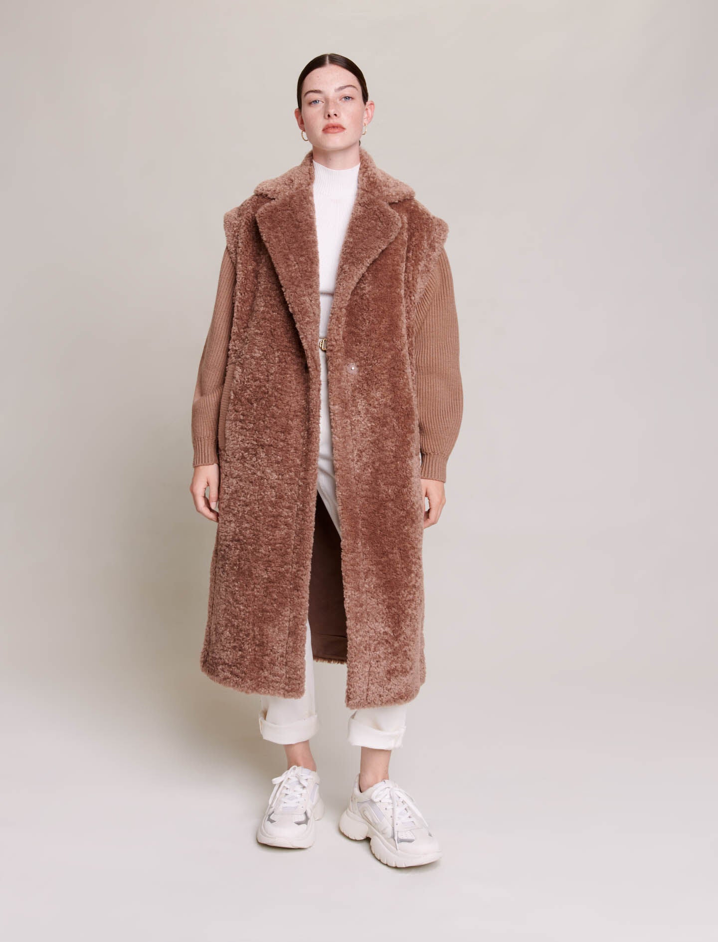 LONG FAUX FUR COAT Maje.ae