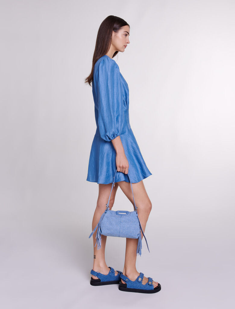 Blue-Linen wrap dress