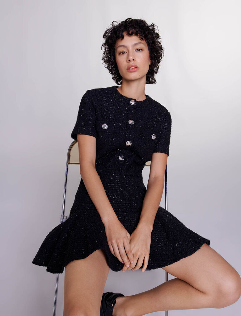 Black-Short tweed dress