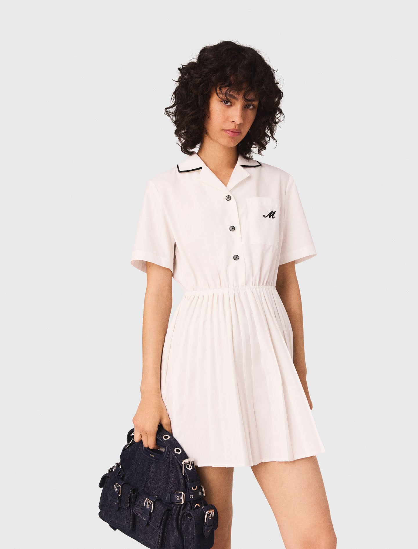 Short sleeve shirt dress White