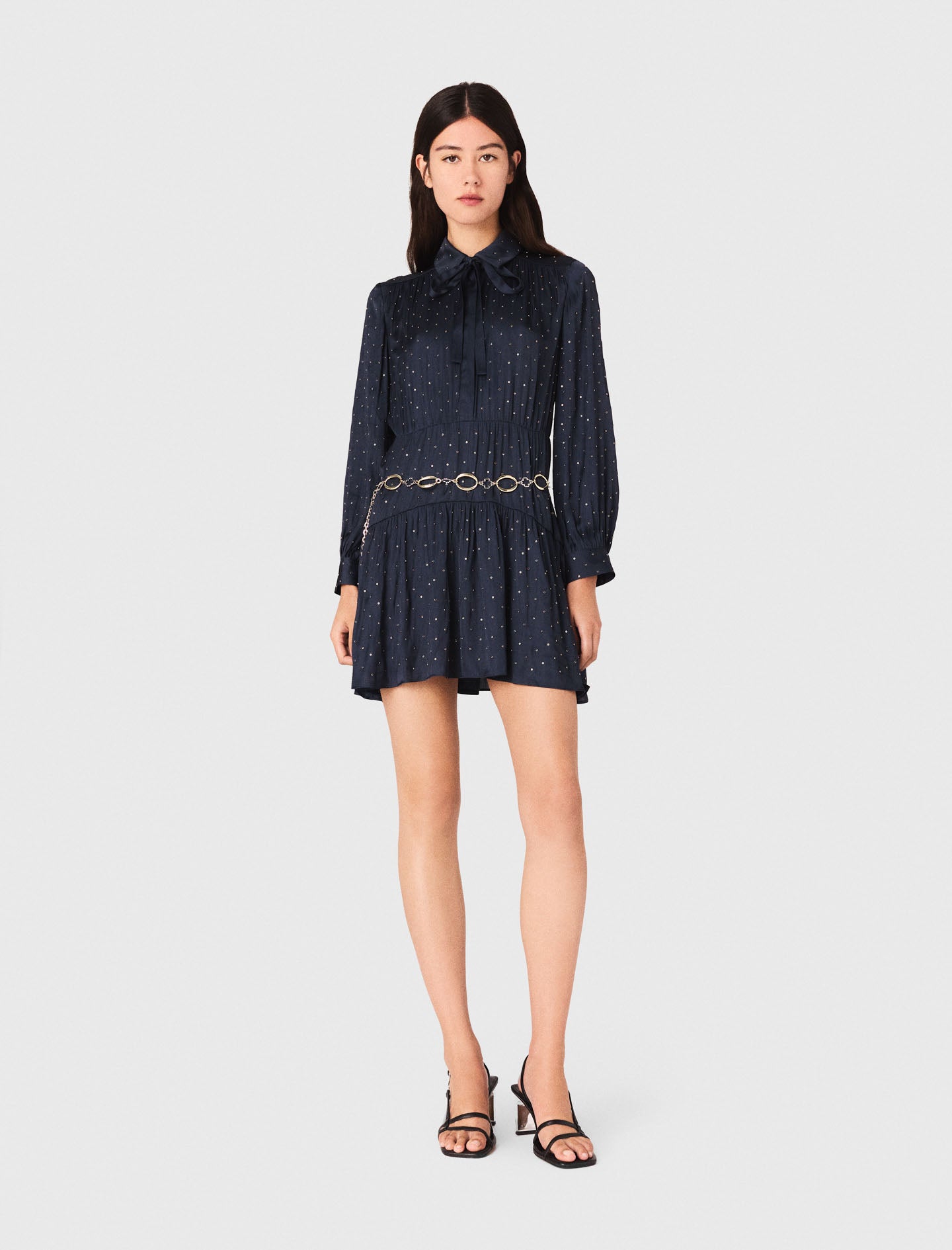Studded flowing shirt dress Navy