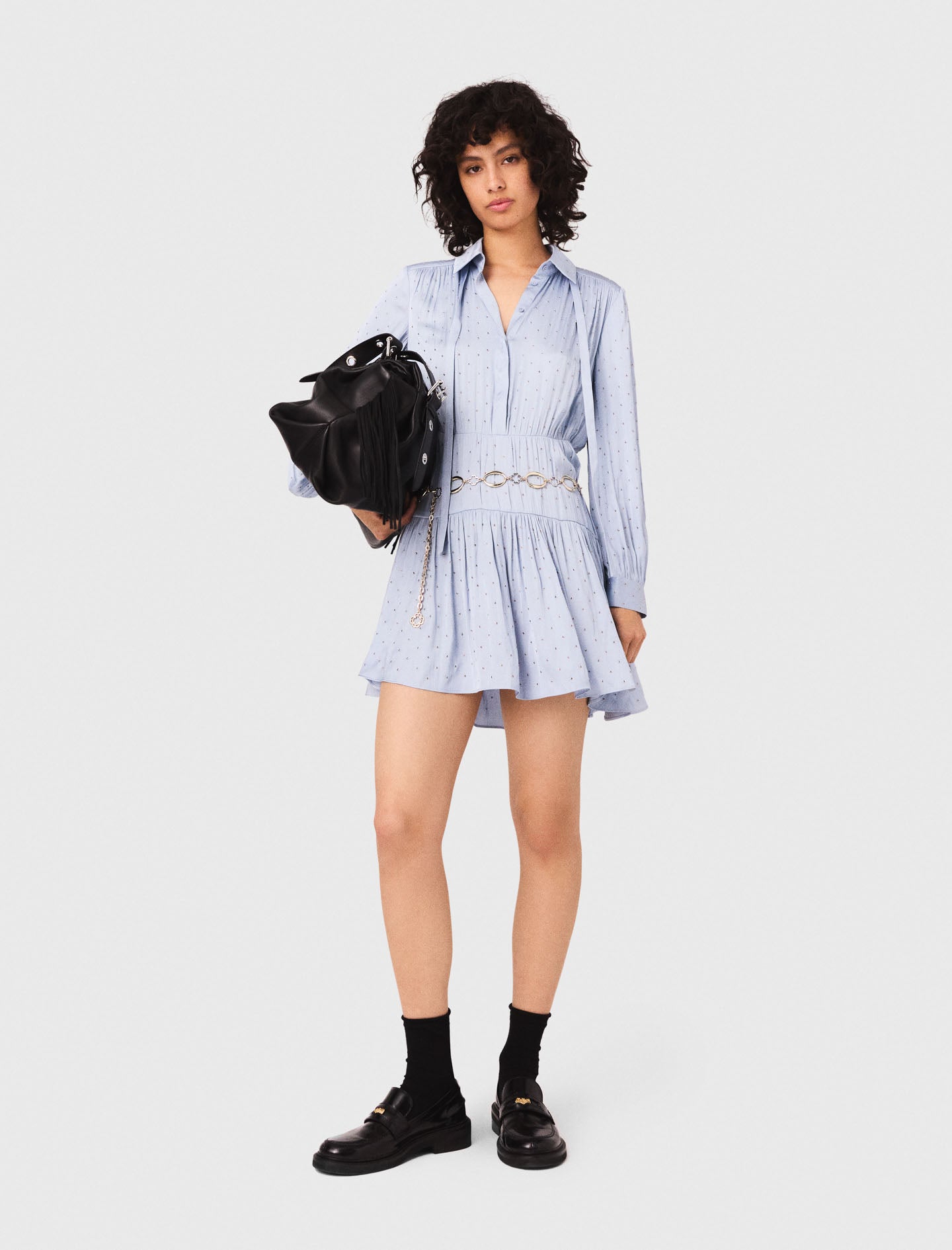 Studded flowing shirt dress Light Blue