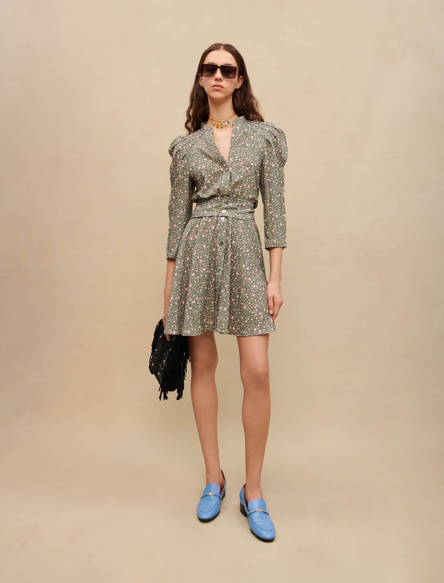 Shop Mini Dress With Volume Sleeves Online in the UAE Maje Maje.ae