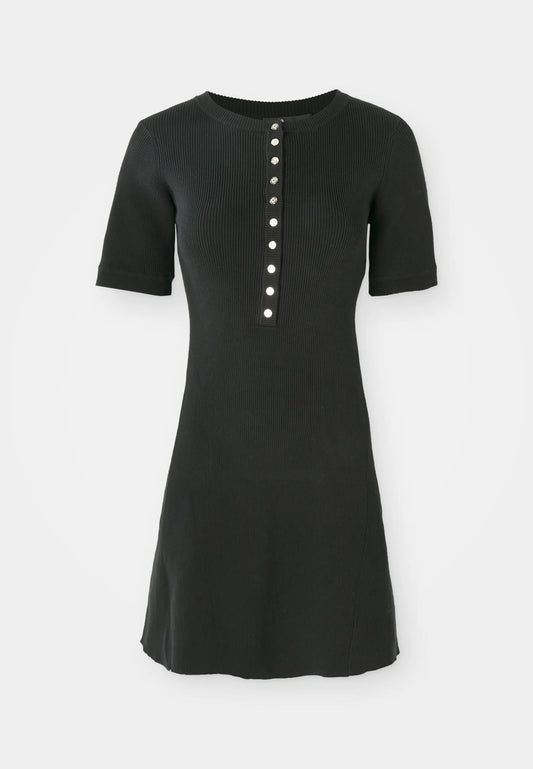 Short Ribbed Knit Dress BLACK
