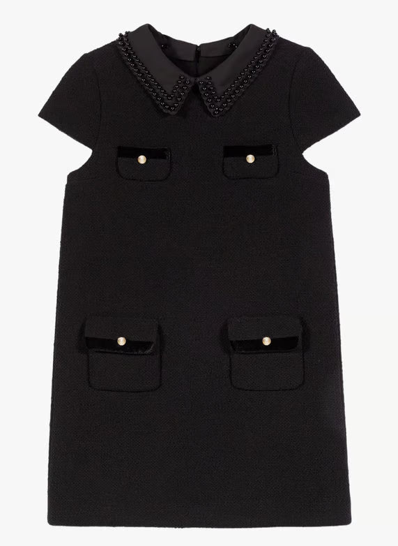 Short tweed dress Black
