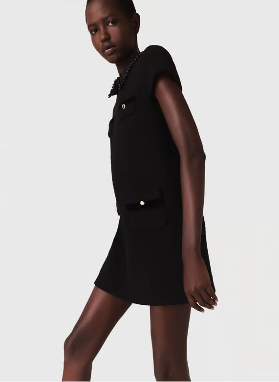 Short tweed dress Black