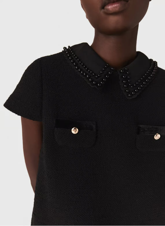 Short tweed dress Black