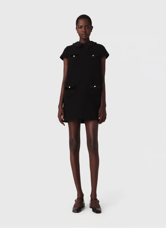 Short tweed dress Black
