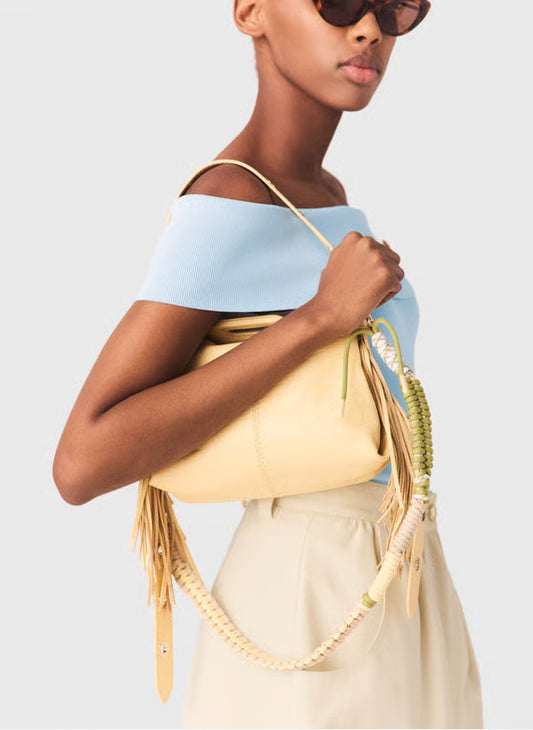 Braided Coloured Cord Strap Pale Yellow