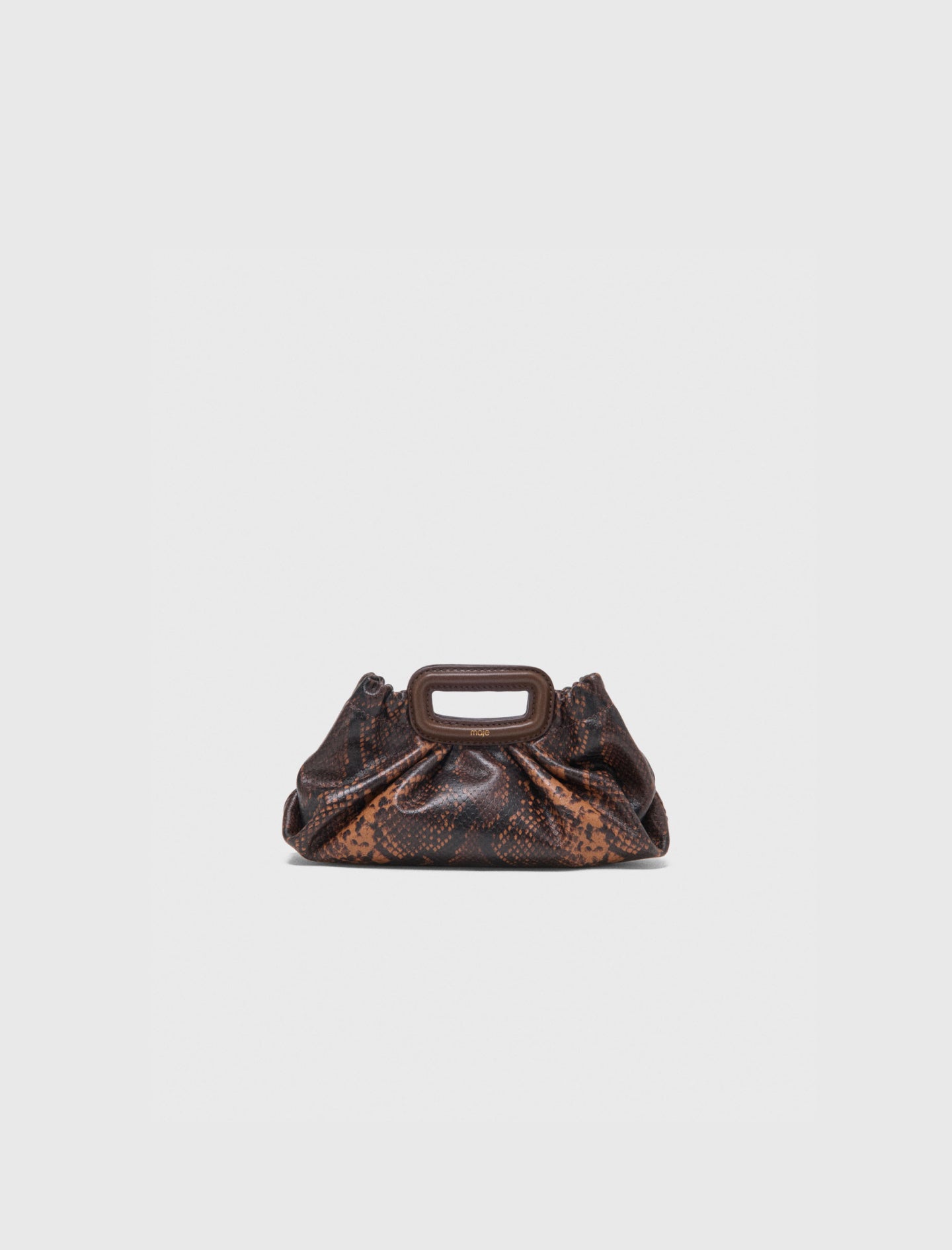 Milpli mini embossed leather pouch Brown Snake Print