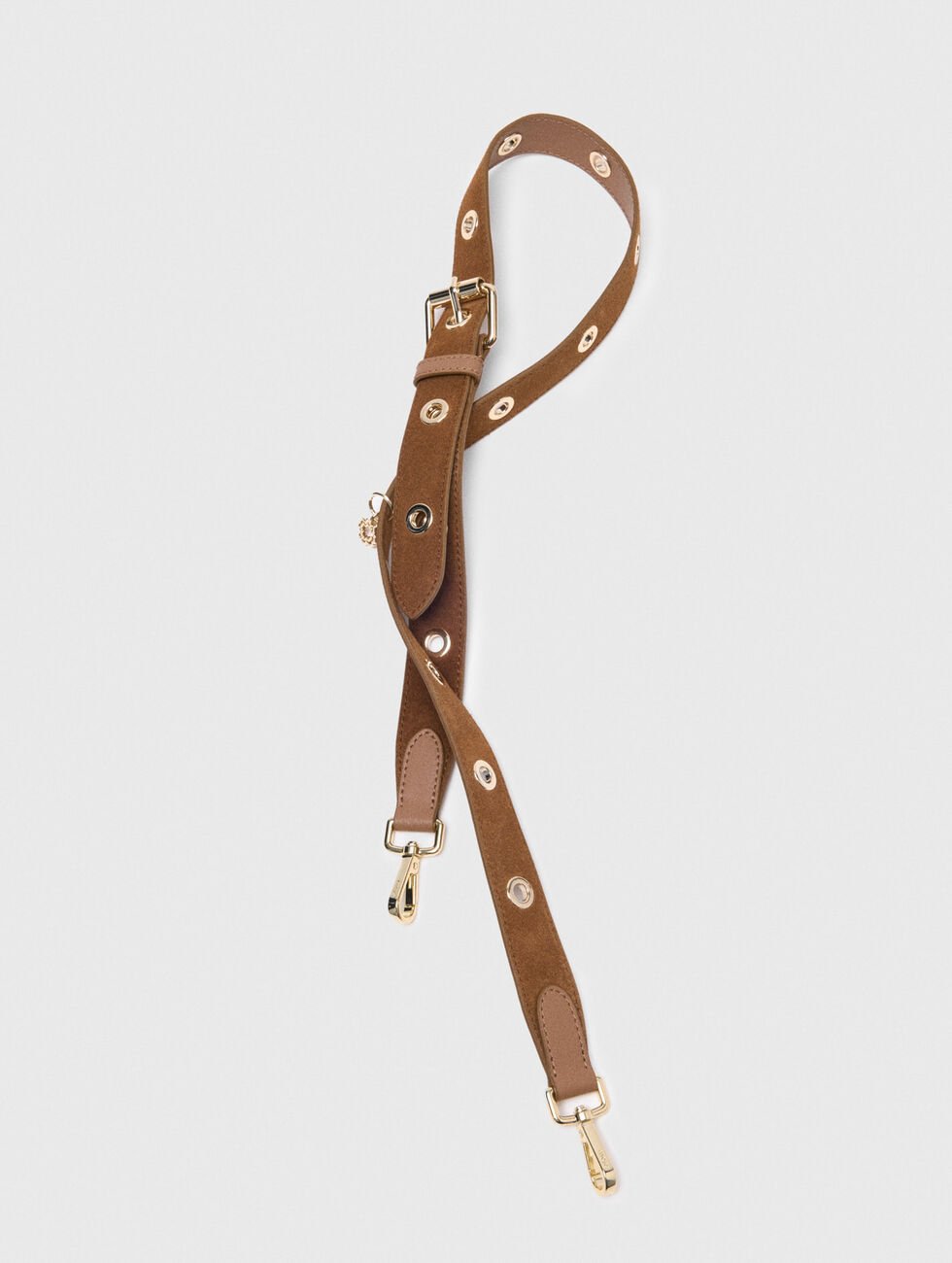 Suede shoulder strap with eyelets