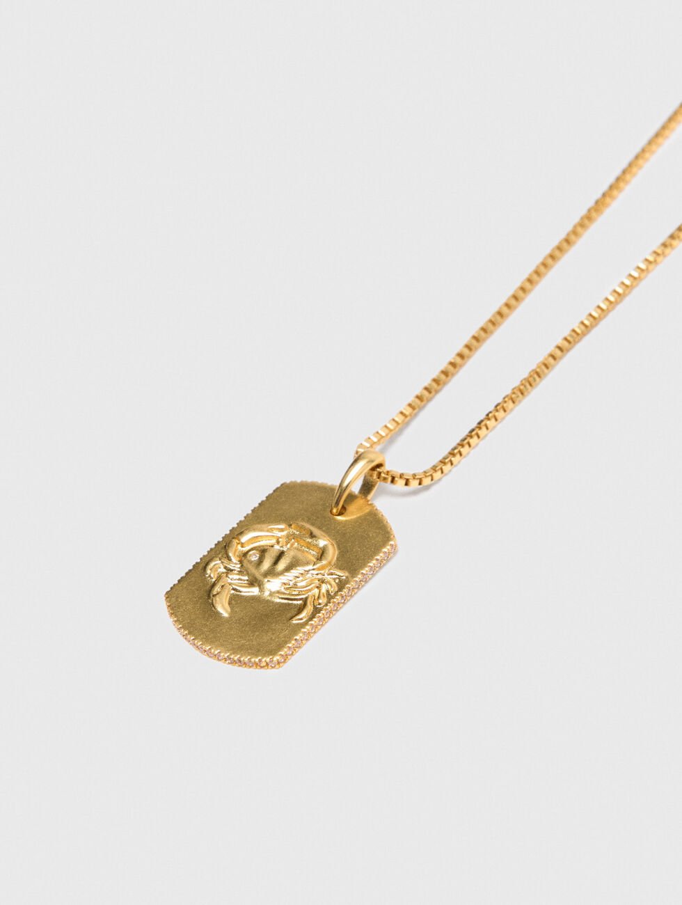 Cancer Zodiac sign plaque necklace