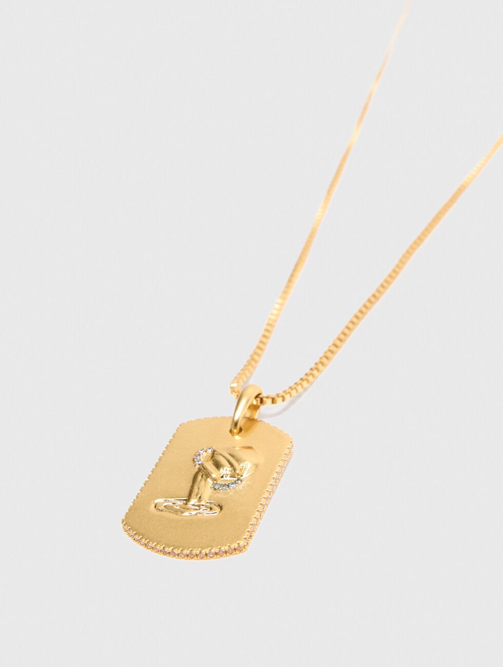 Aquarius Zodiac sign plaque necklace