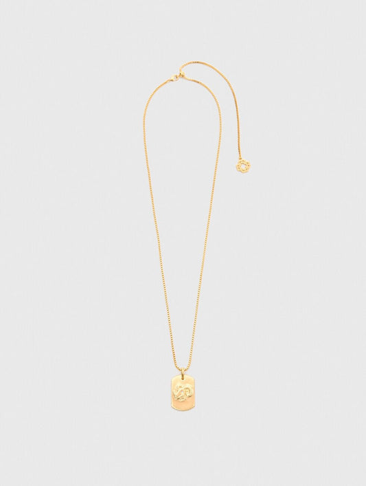 Aries Zodiac sign plaque necklace