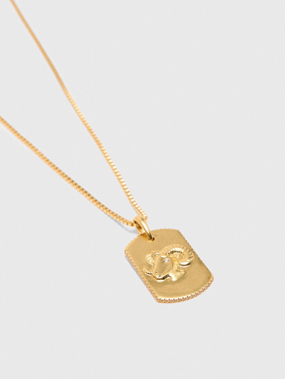 Aries Zodiac sign plaque necklace