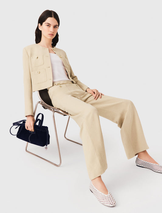 Linen blend suit trousers Beige