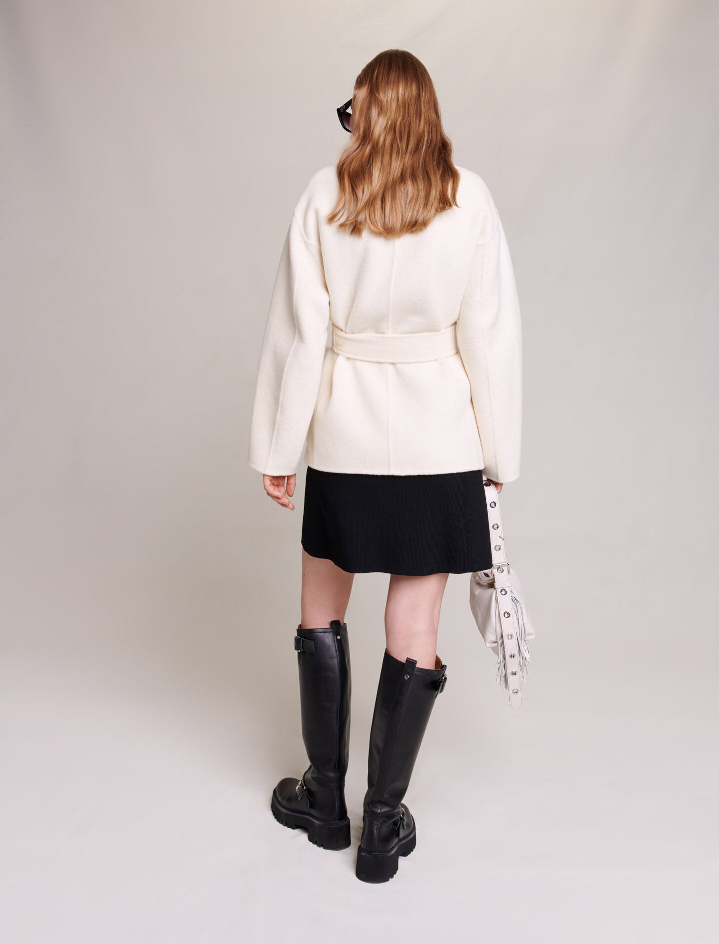 Ecru-structured wool jacket