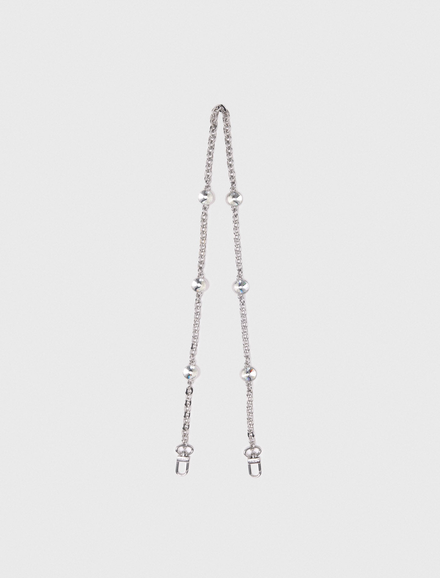 Short rhinestone chain shoulder strap Silvery