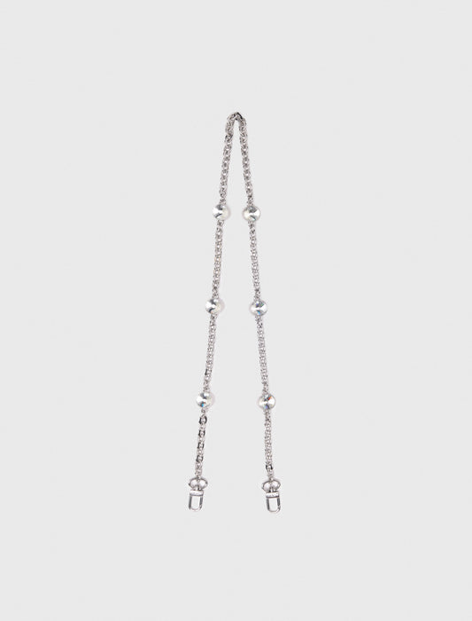 Short rhinestone chain shoulder strap Silvery