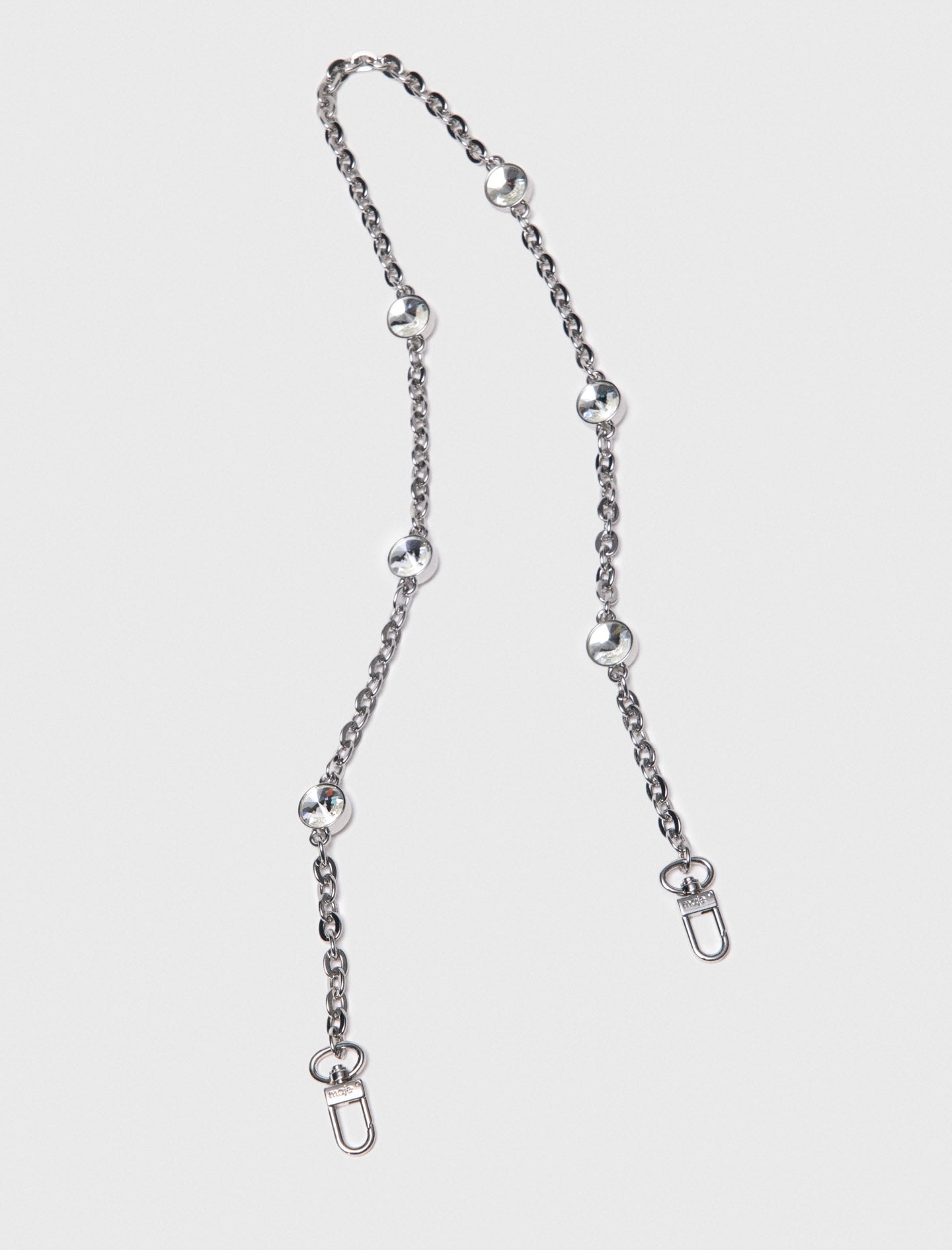 Short rhinestone chain shoulder strap Silvery