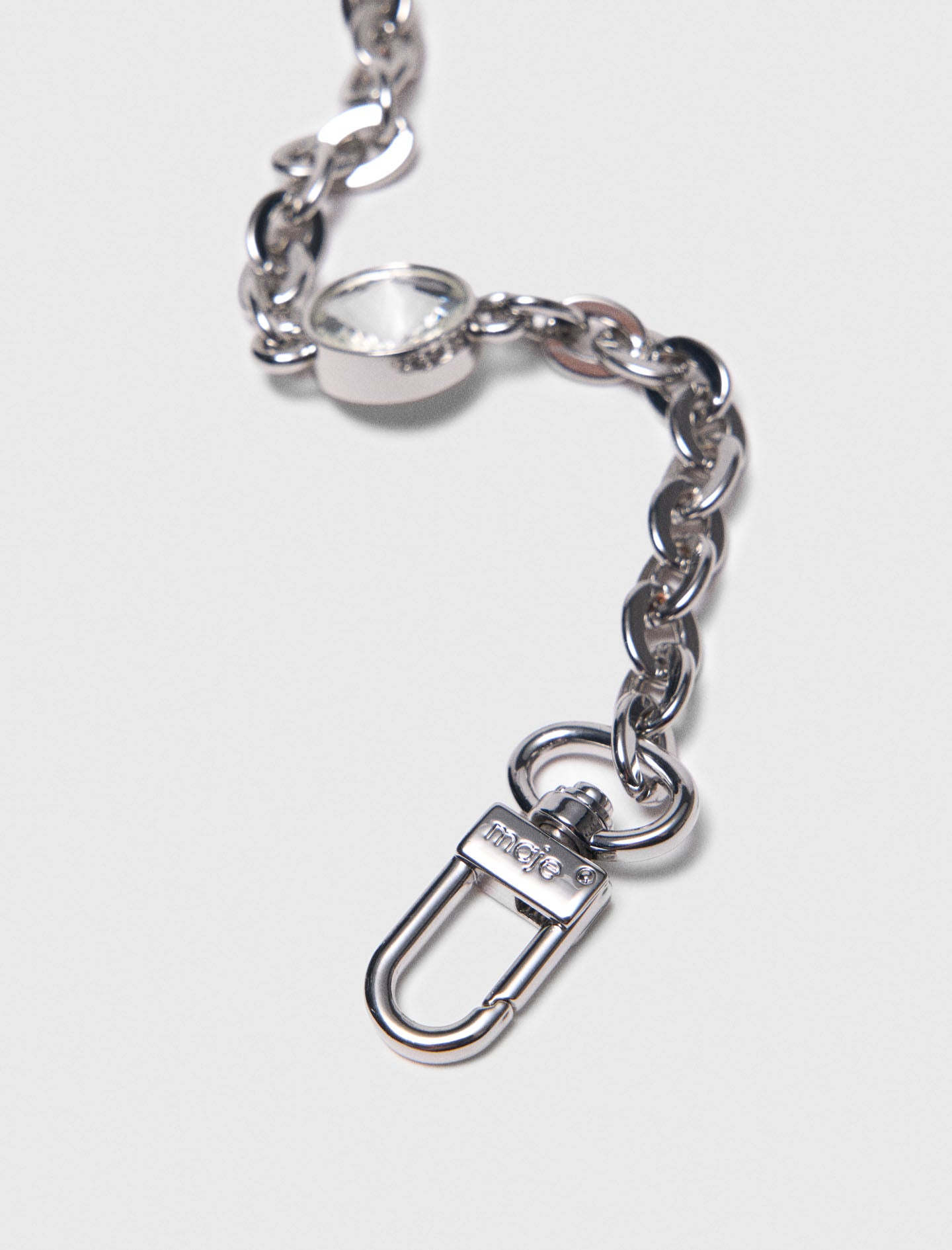 Short rhinestone chain shoulder strap Silvery