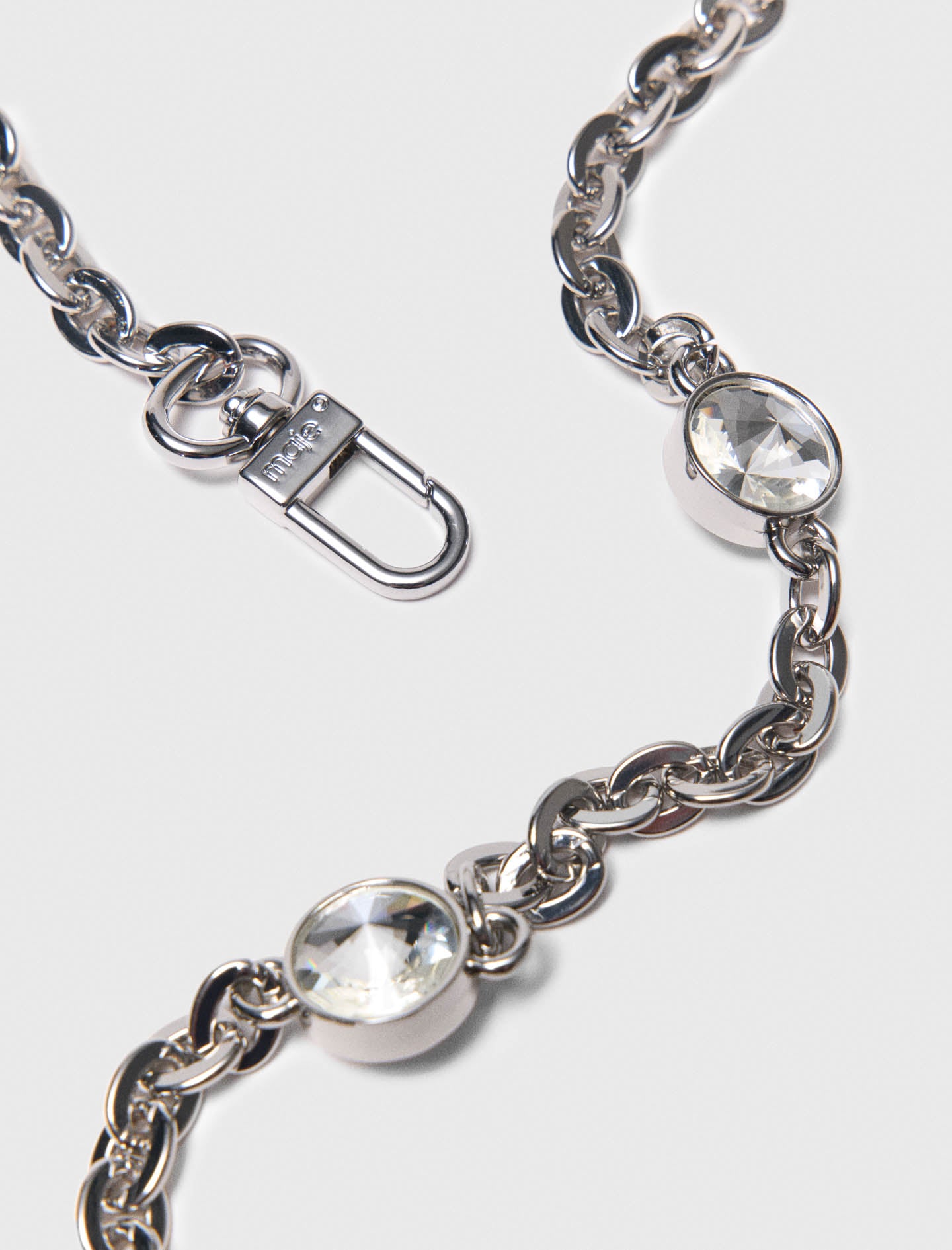 Short rhinestone chain shoulder strap Silvery