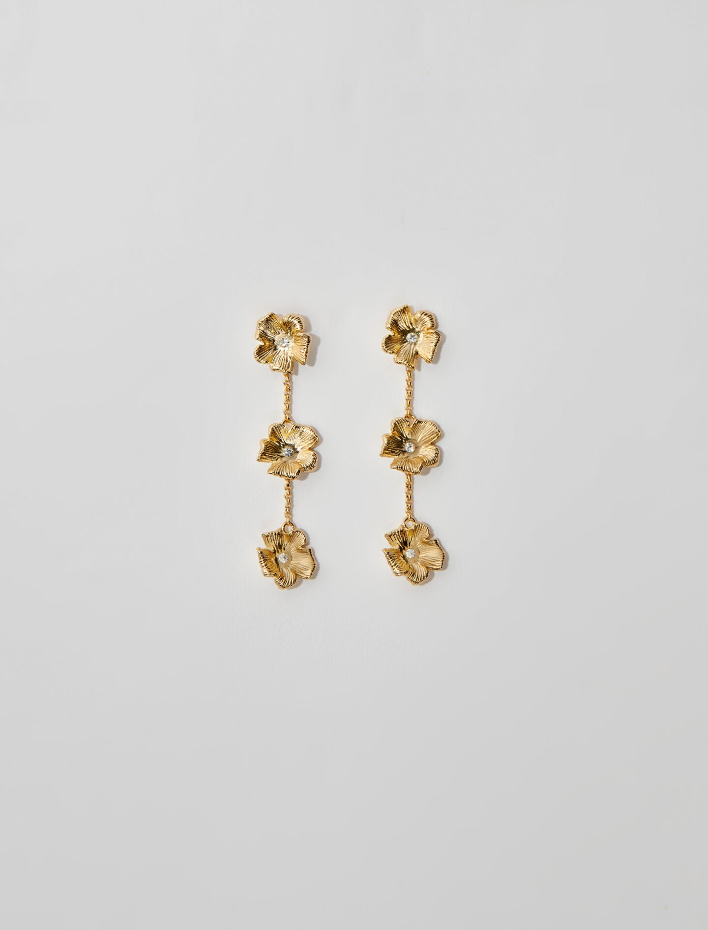 Gold featured-flower earrings