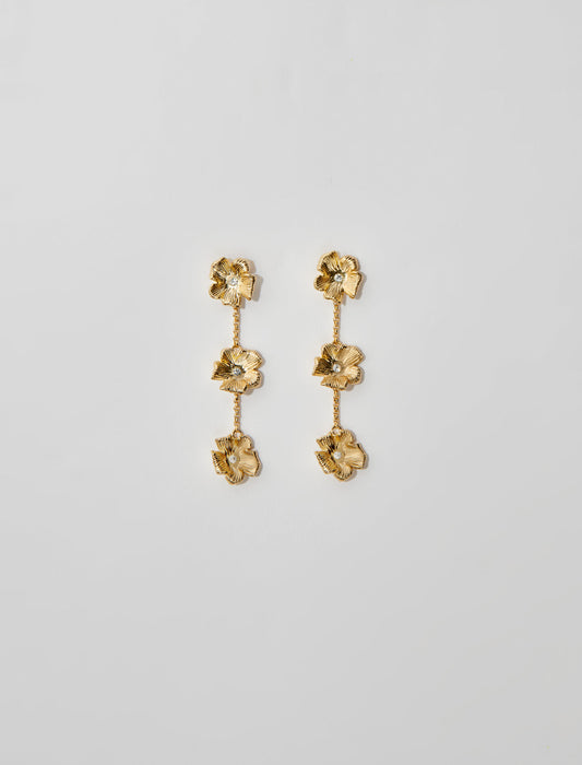 Gold featured-flower earrings