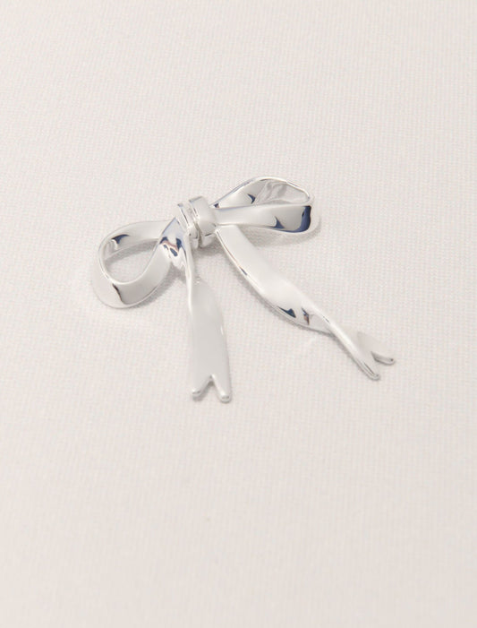 Silver-Silver bow earring