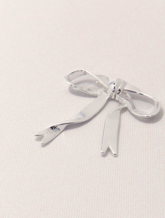 Silver-Silver bow earring