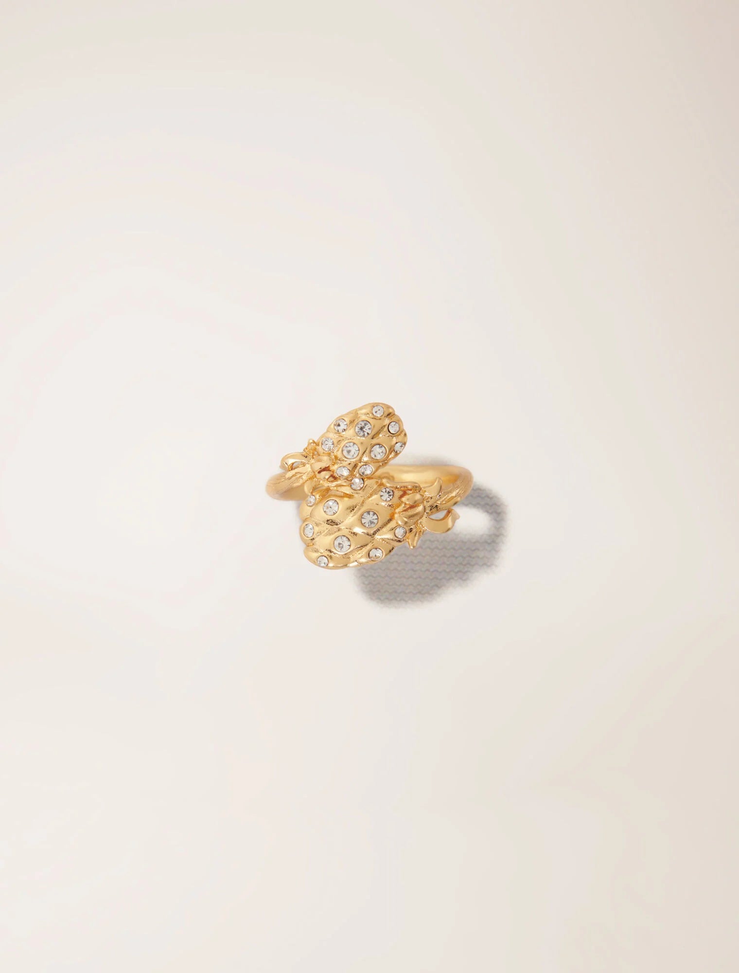 Gold-featured-Double pineapple rhinestone ring