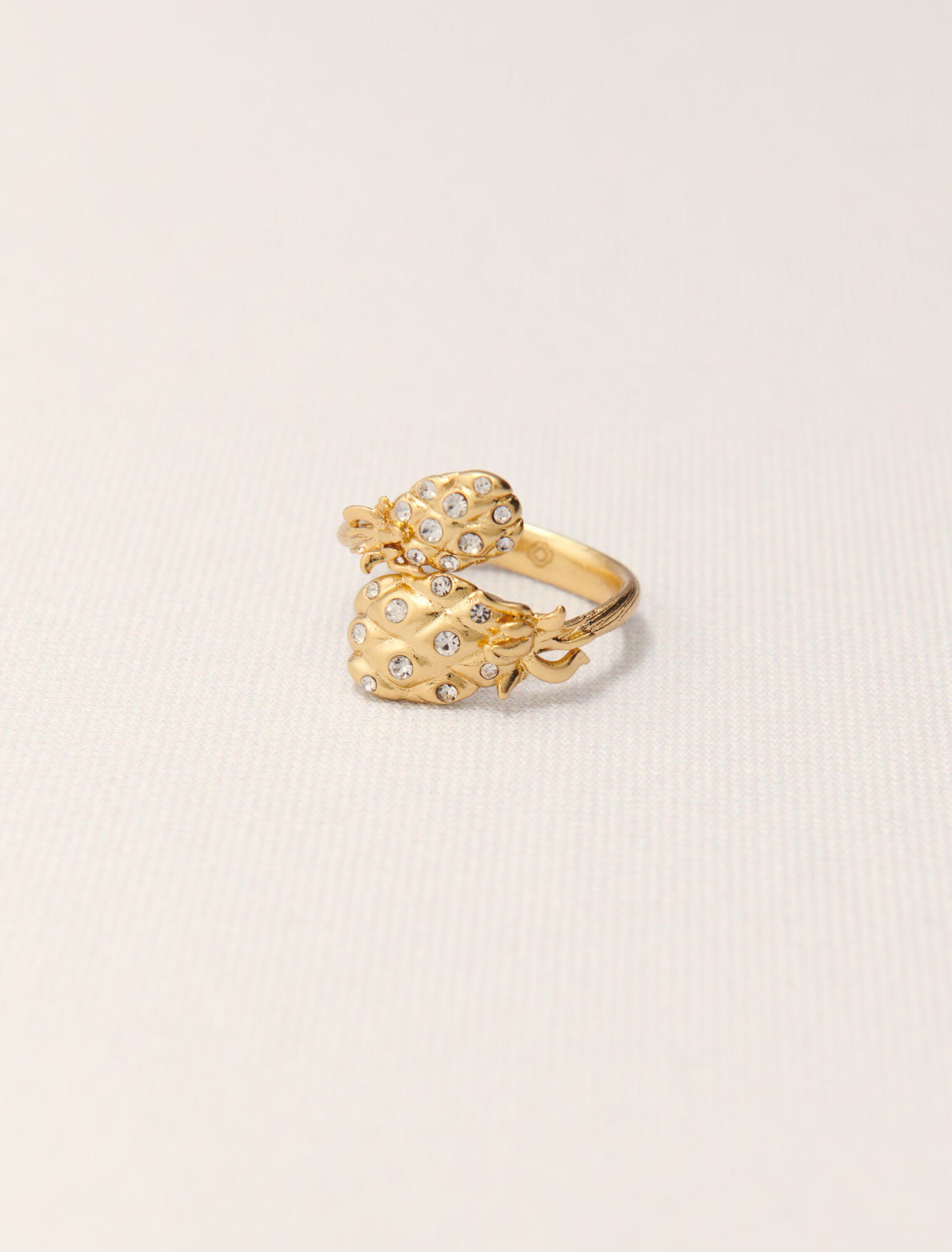 Gold-Double pineapple rhinestone ring
