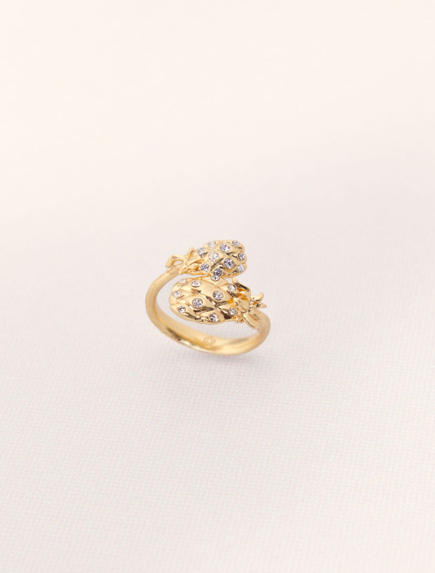 Gold-Double pineapple rhinestone ring