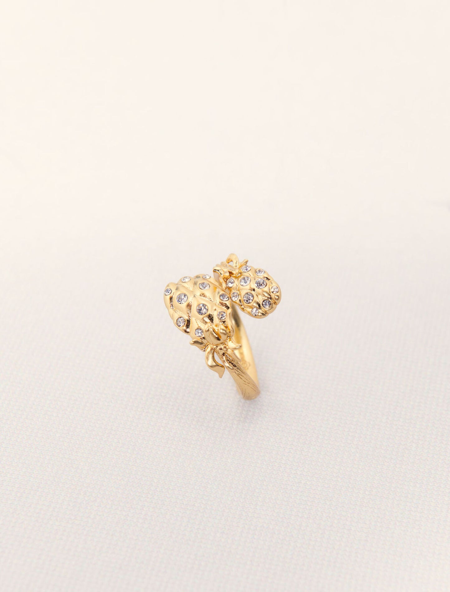 Gold-Double pineapple rhinestone ring