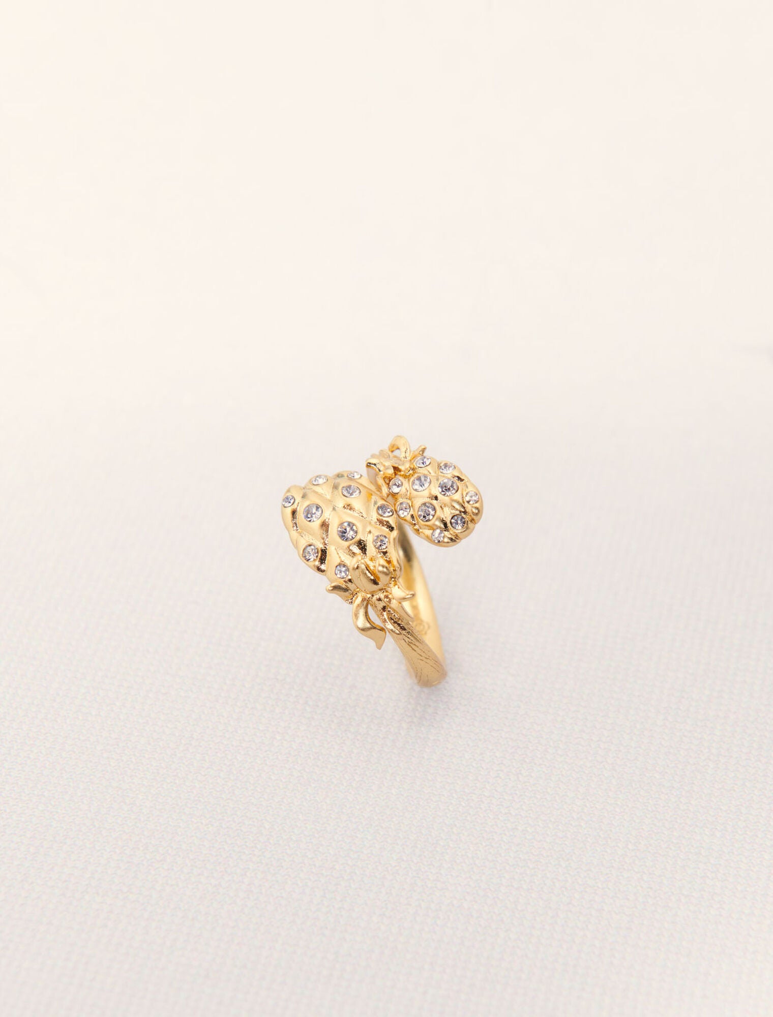 Gold-Double pineapple rhinestone ring