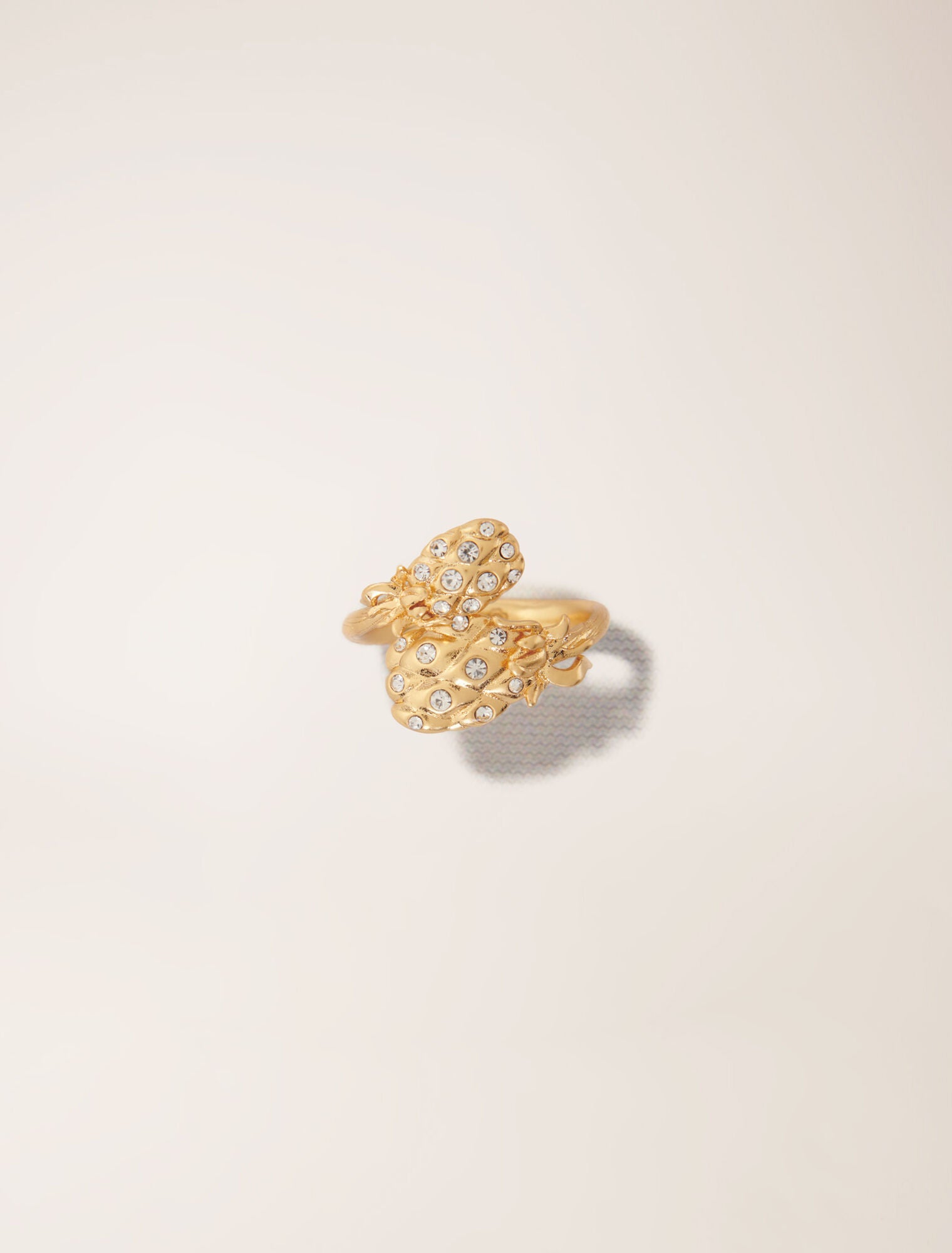 Gold-Double pineapple rhinestone ring