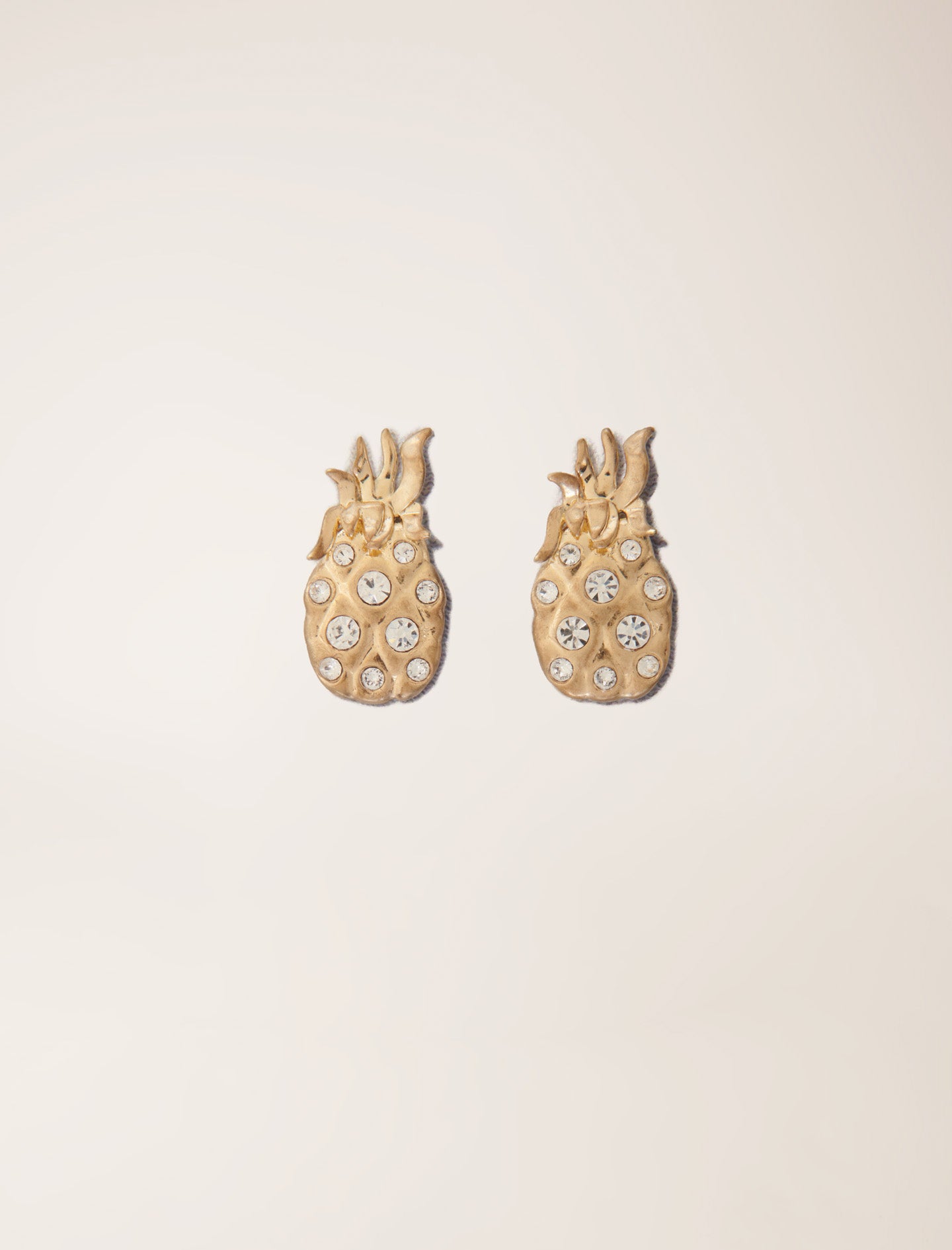 Gold-featured-Pineapple rhinestone earrings