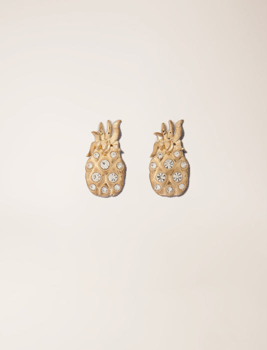 Gold-featured-Pineapple rhinestone earrings