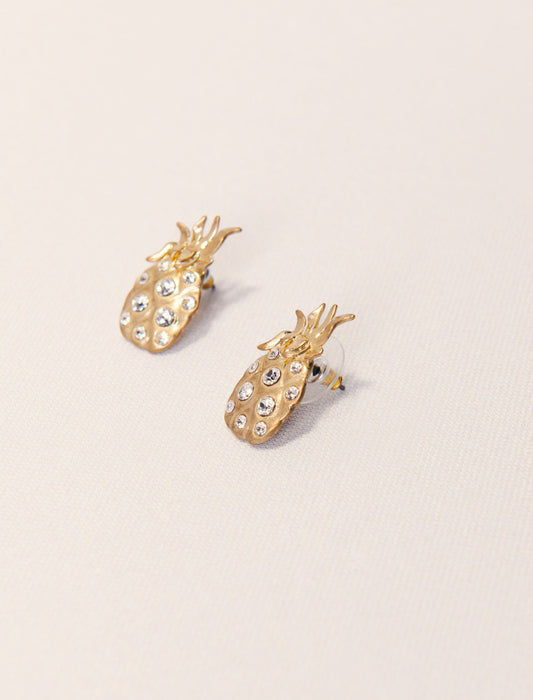 Gold-Pineapple rhinestone earrings