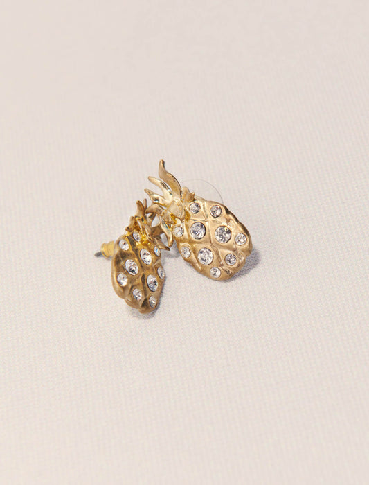 Gold-Pineapple rhinestone earrings