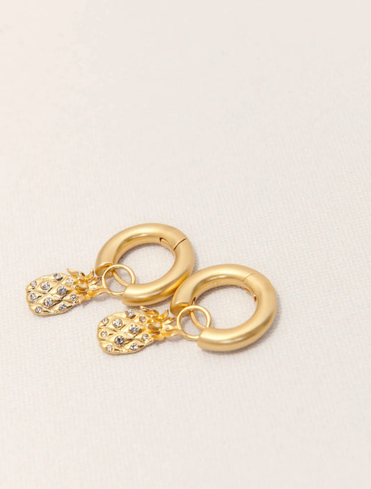 Gold-Mini rhinestone pineapple earrings