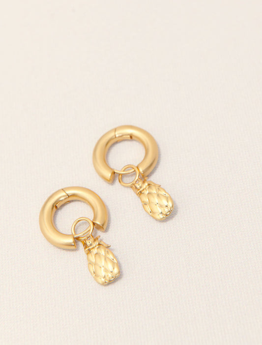 Gold-Mini rhinestone pineapple earrings