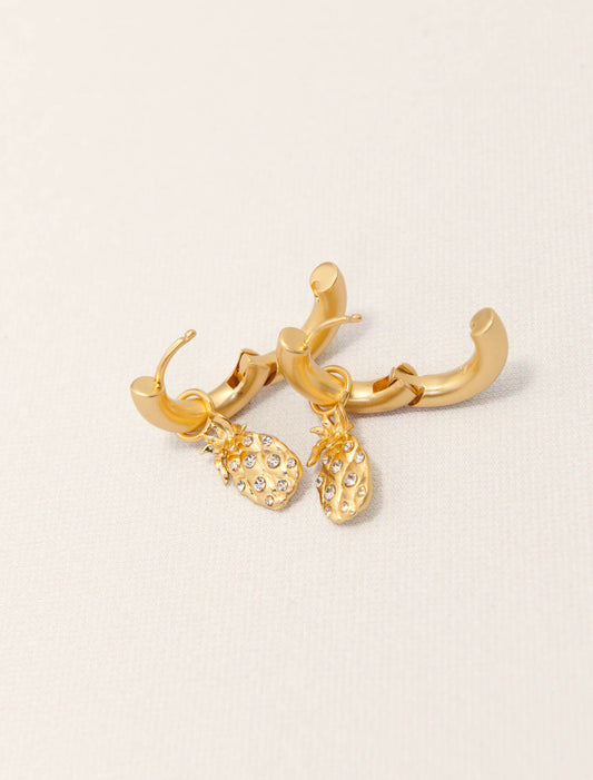 Gold-Mini rhinestone pineapple earrings