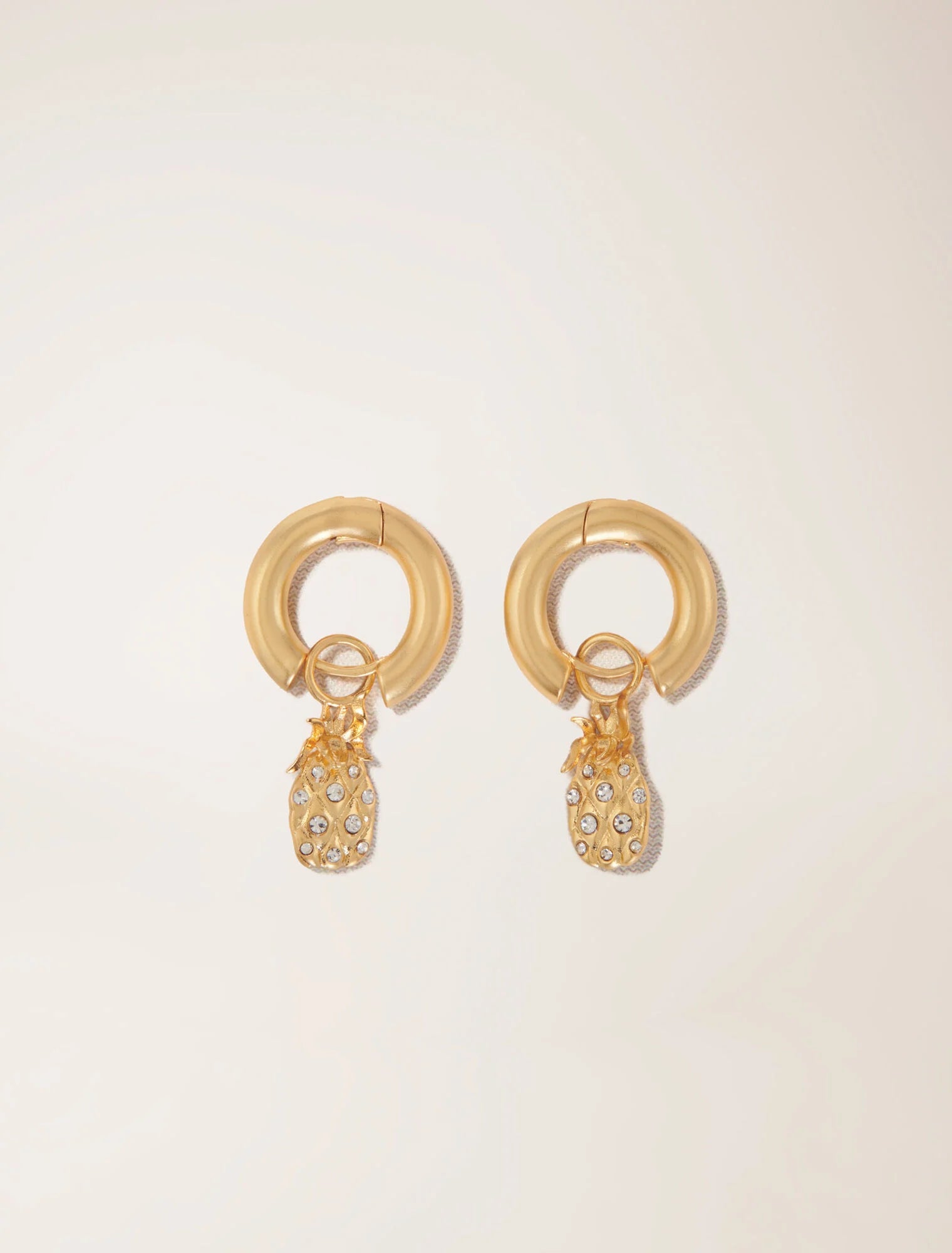 Gold-Mini rhinestone pineapple earrings