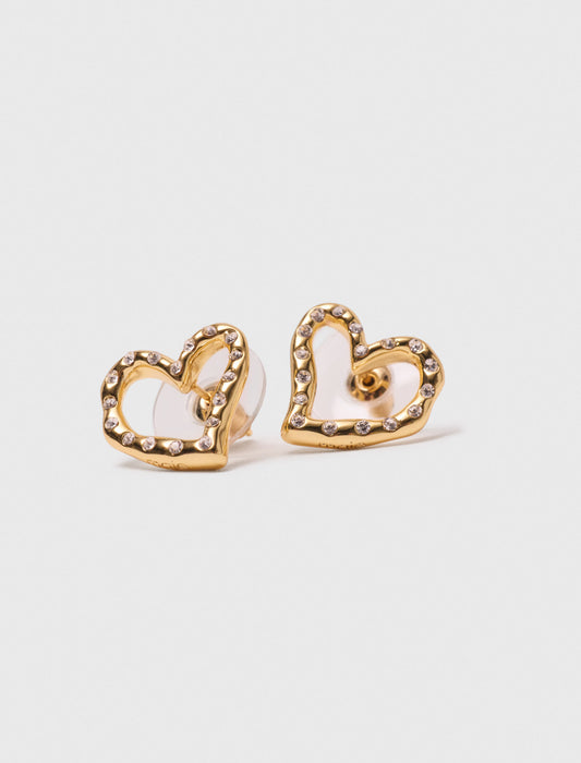 Heart rhinestone stud earrings