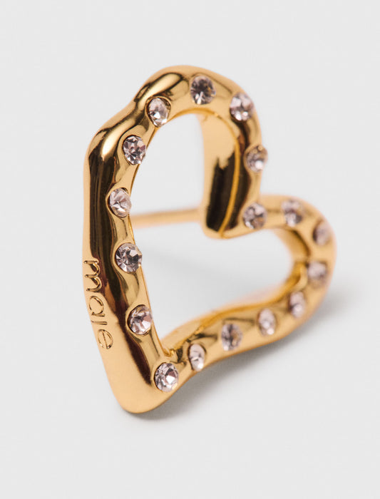 Heart rhinestone stud earrings