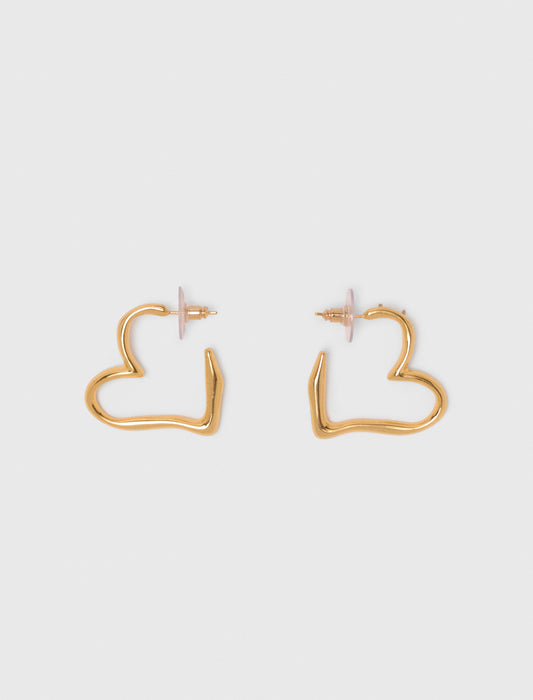 Gold-plated heart hoop earrings