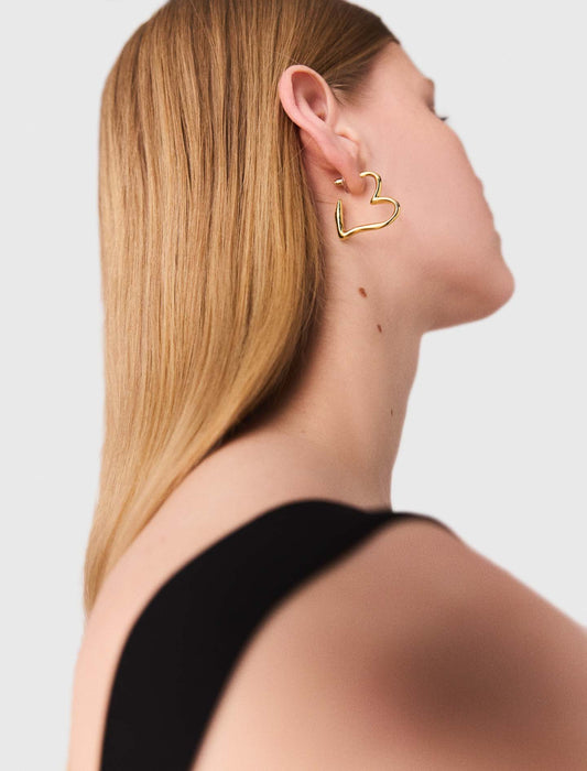Gold-Plated Heart Hoop Earrings LIGHT GOLD